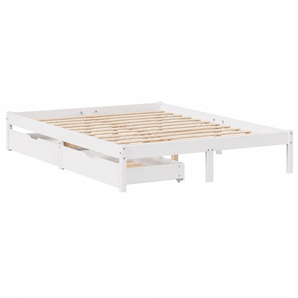 Estructura de Cama de Pino Blanco con Cajones 120x200 cm