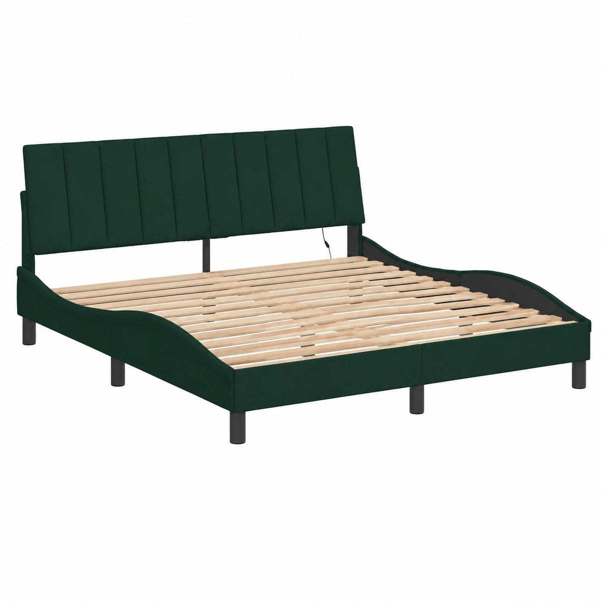 Cama de Terciopelo Verde Oscuro con Luces LED 180x200 cm