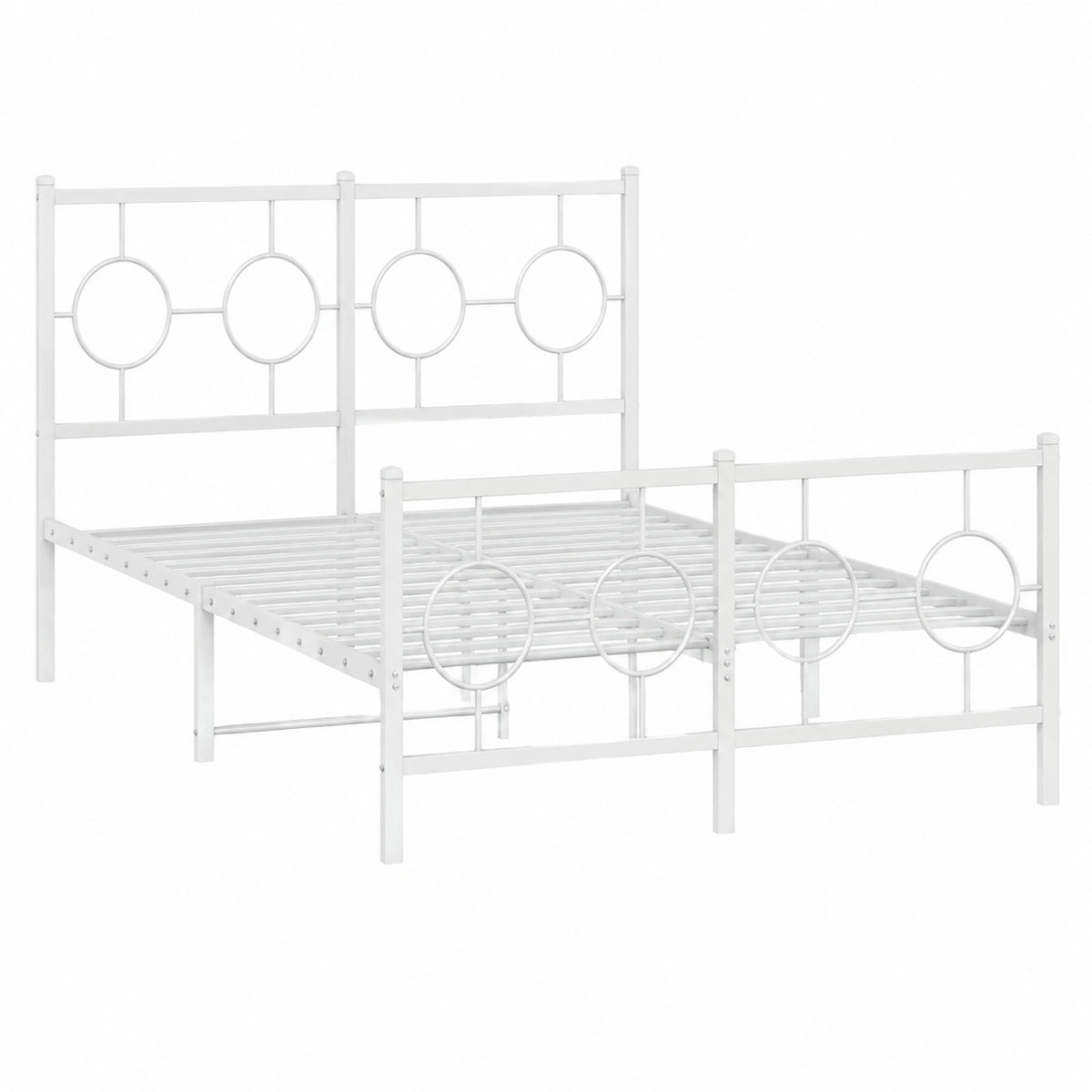 Cama de Metal Blanca con Cabecero 120x200 cm para Dormitorio