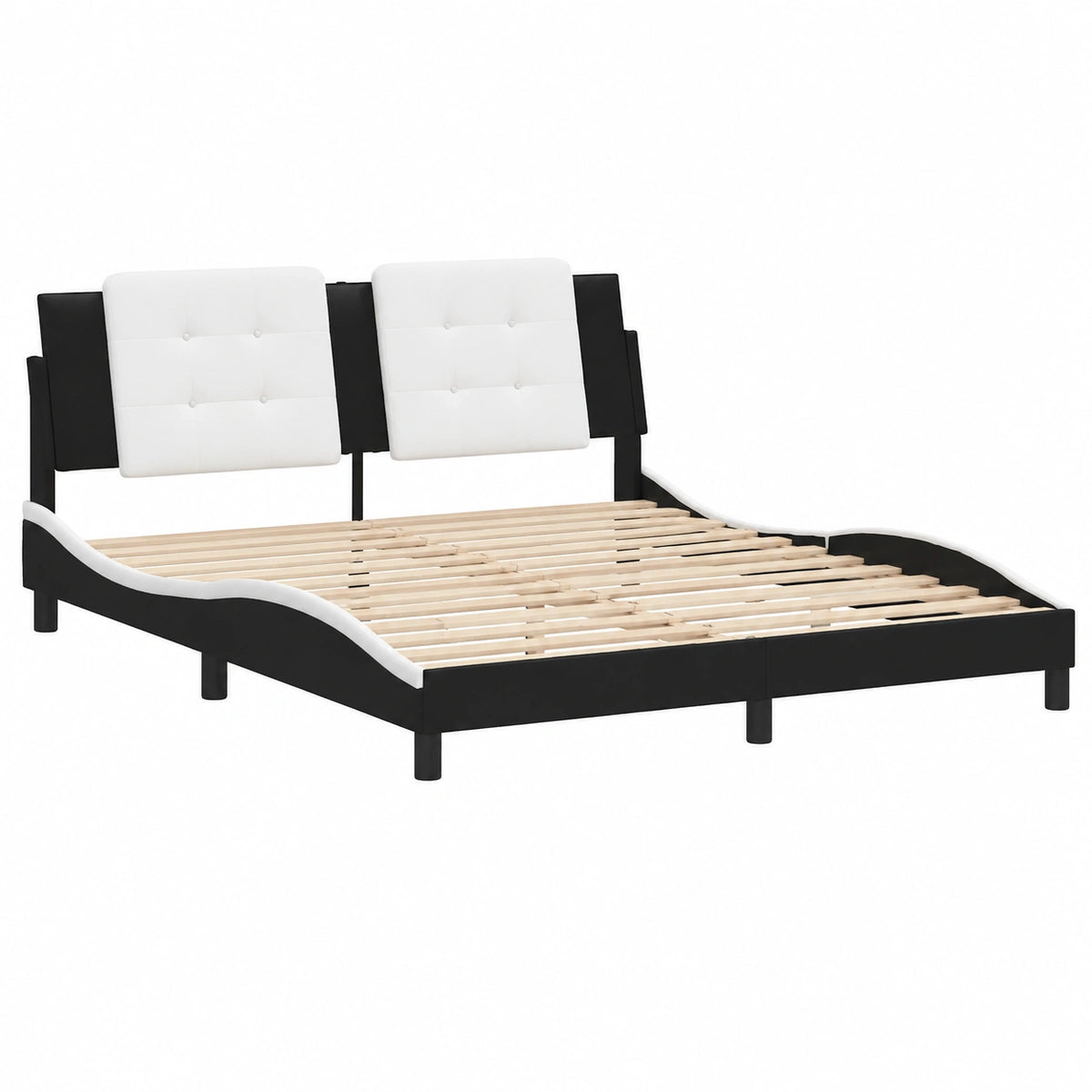 Cama de Diseño Zadar sin Colchón, Estructura de Listones, Cuero Sintético Bicolor