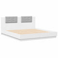 Cama con Cabecero LED, Somier 180x200 cm, Blanco