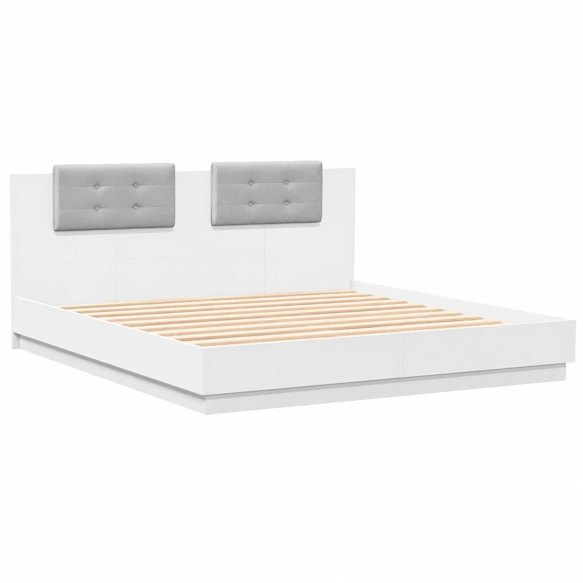 Cama con Cabecero LED, Somier 180x200 cm, Blanco