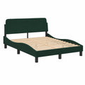 Cama Tapizada de Terciopelo Verde Oscuro 120x200 cm, Estructura y Somier Hanko, Mueble de Dormitorio