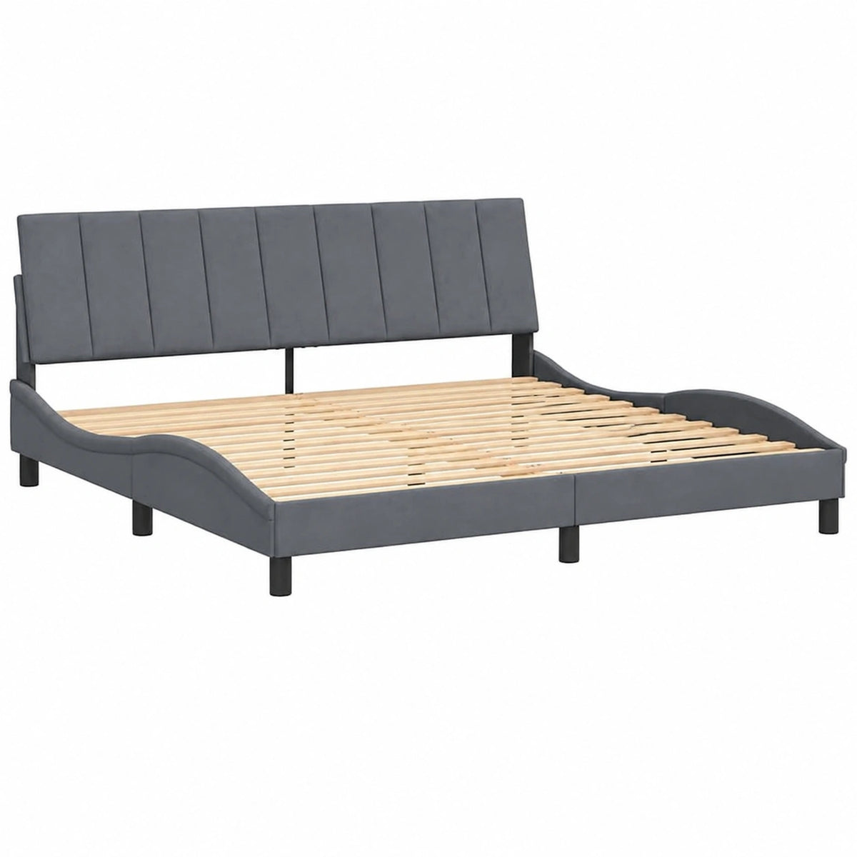 Cama Tapizada 200x200 cm Terciopelo Gris Oscuro con Somier