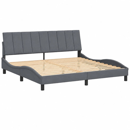 Cama Tapizada 200x200 cm Terciopelo Gris Oscuro con Somier