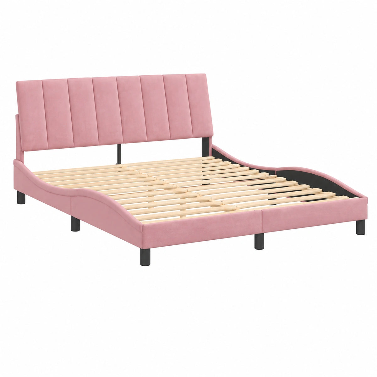Cama Tapizada Hanko de Terciopelo Rosa 160x200 cm