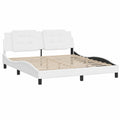 Cama Zadar de Cuero Sintético Blanco 180x200 cm con Somier