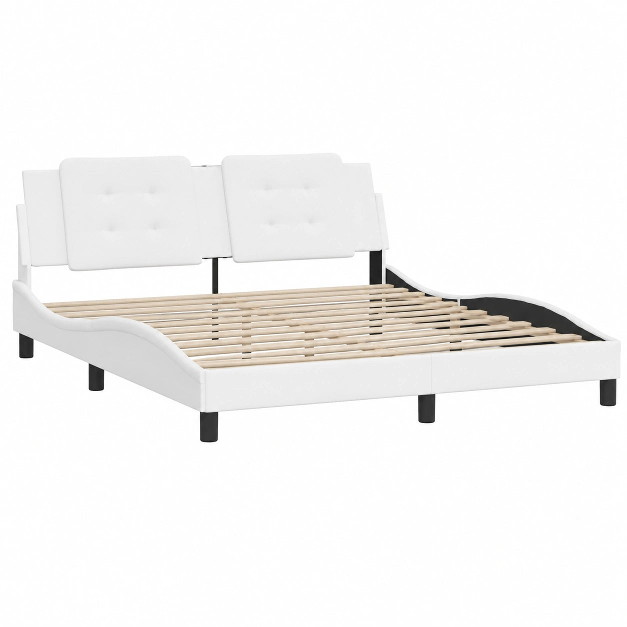 Cama Zadar de Cuero Sintético Blanco 180x200 cm con Somier