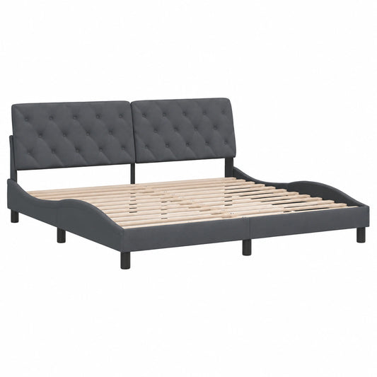 Cama de Terciopelo Gris Oscuro con LED 200x200 cm