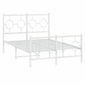 Cama de Metal Blanca con Cabecero 120x200 cm para Dormitorio
