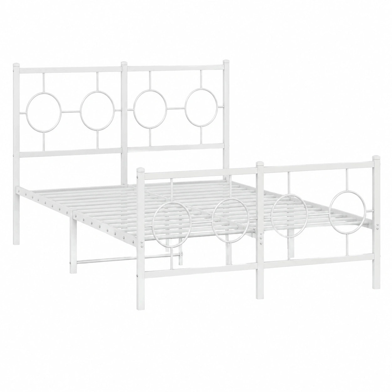 Cama de Metal Blanca con Cabecero 120x200 cm para Dormitorio