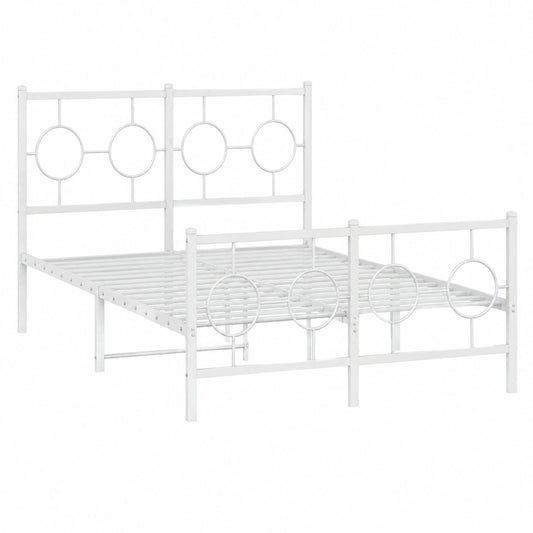 Cama de Metal Blanca con Cabecero 120x200 cm para Dormitorio