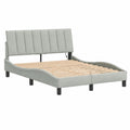 Cama de Terciopelo Gris Claro 120x200 cm con Luz LED y Somier Curvado