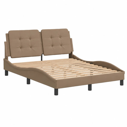 Cama de Cuero Sintético Capuchino con Somier 120x200 cm