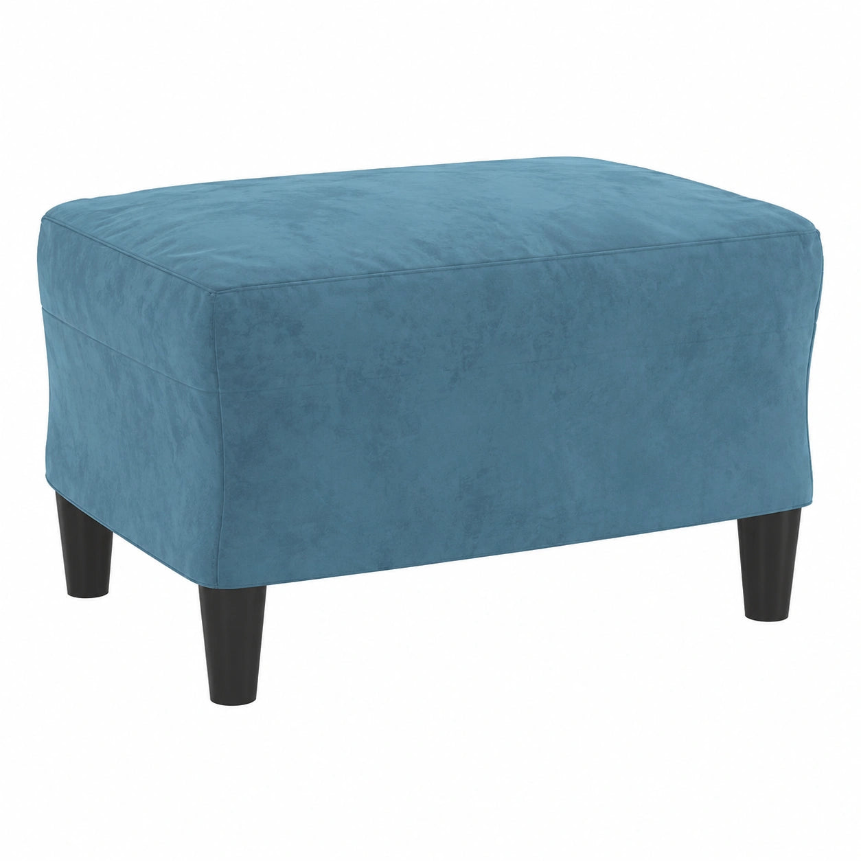 Taburete Otomano de Terciopelo Azul con Patas para Sala y Dormitorio