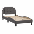 Cama Estructura 90x200 cm Cuero Sintético Gris con Somier Curvado
