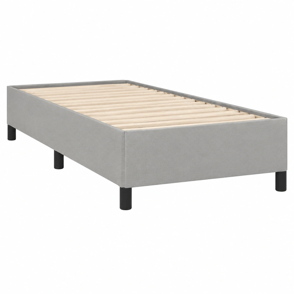 Cama Individual Tapizada en Tela Gris Claro 100x200 cm para Dormitorio