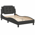 Cama de Diseño Curvado en Cuero Sintético Negro 80x200 cm