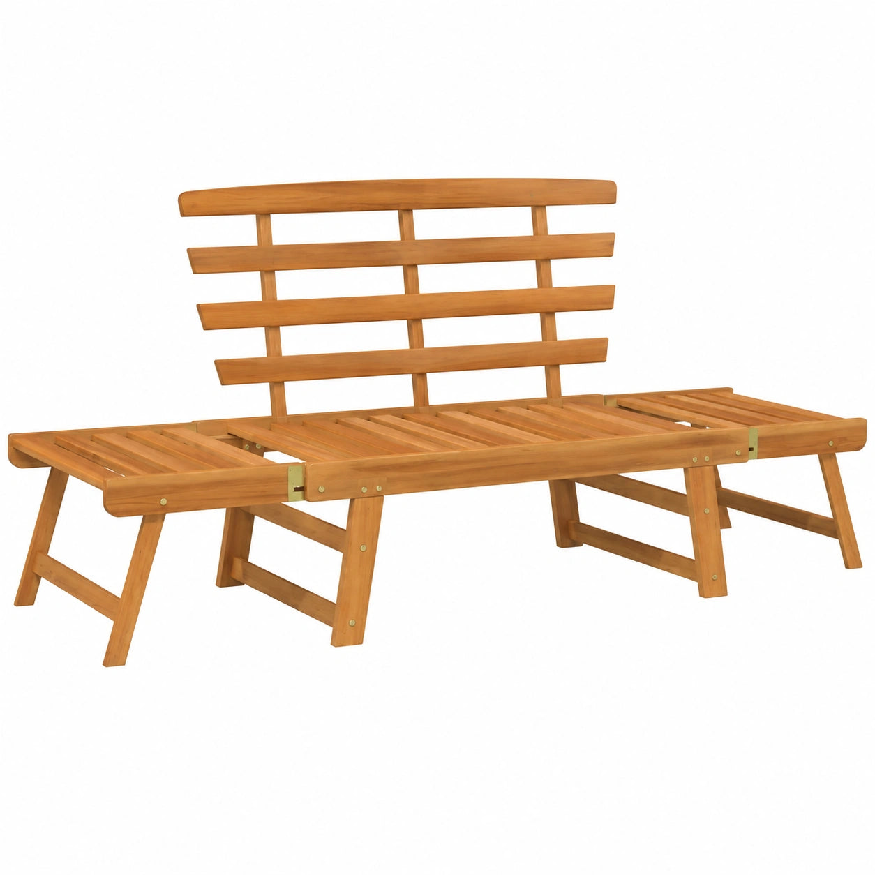Banco de jardín de madera de acacia 2 en 1 de 190 cm para terraza y balcón