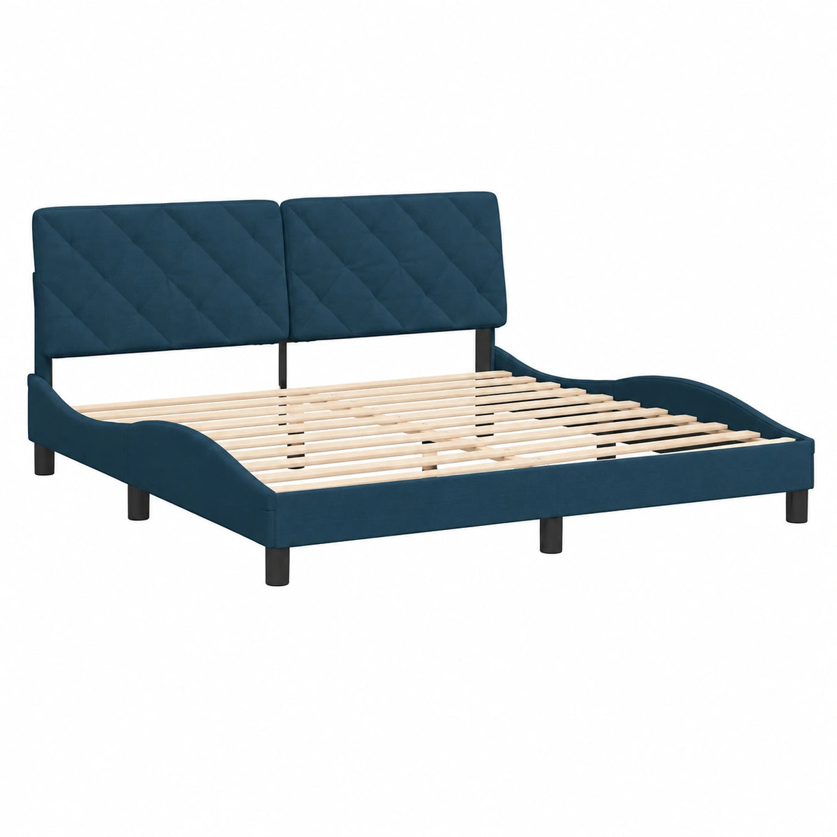 Cama de Terciopelo Azul 180x200 cm con Luces LED y Somier
