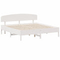 Cama Matrimonial de Madera de Pino con Cabecero 200x200 cm, Blanco