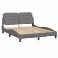 Estructura de Cama Zadar de Cuero Sintético Gris 140x190 cm sin Colchón