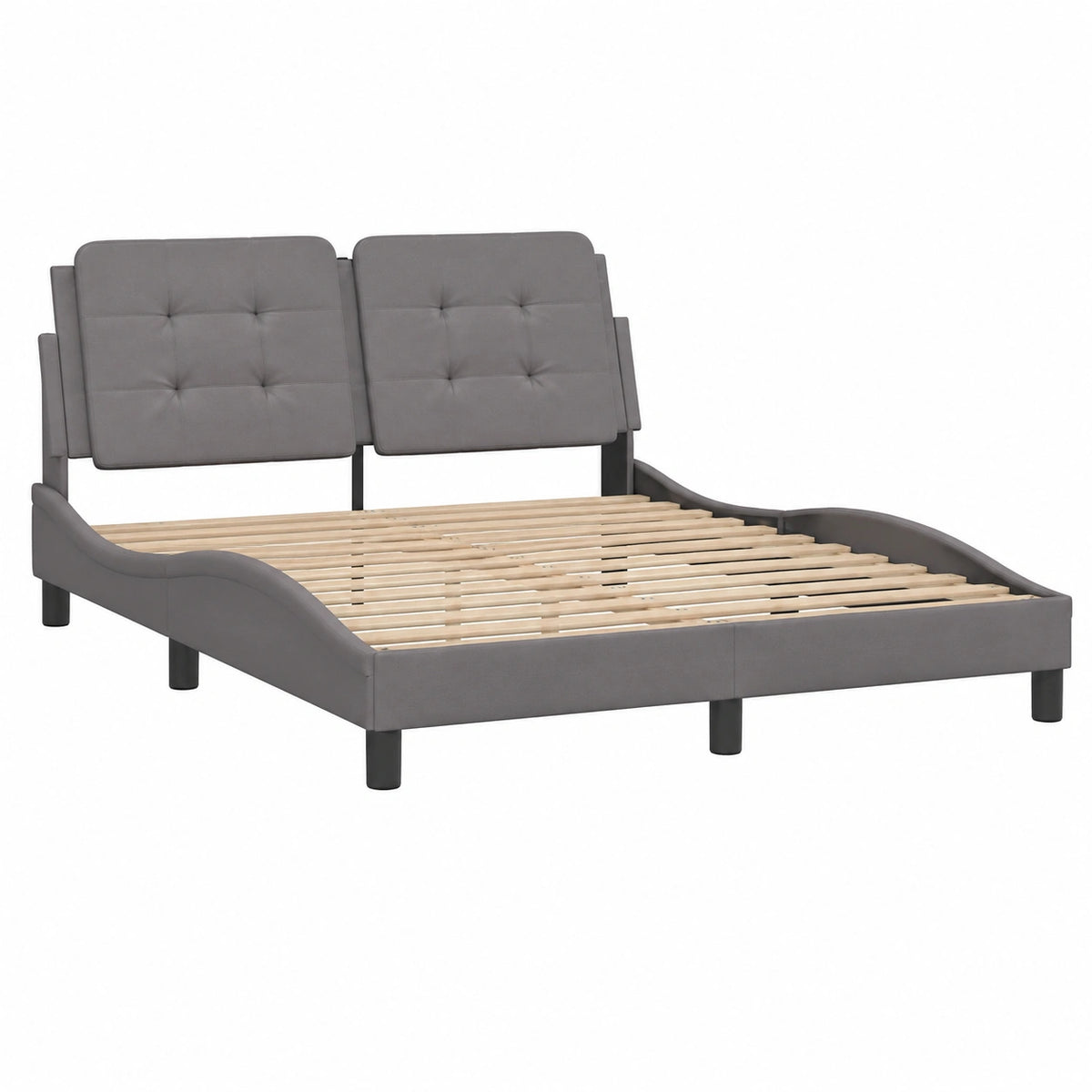 Estructura de Cama Zadar de Cuero Sintético Gris 140x190 cm sin Colchón