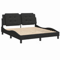Cama Plataforma con Cabecero de Cuero Sintético Negro 160x200 cm