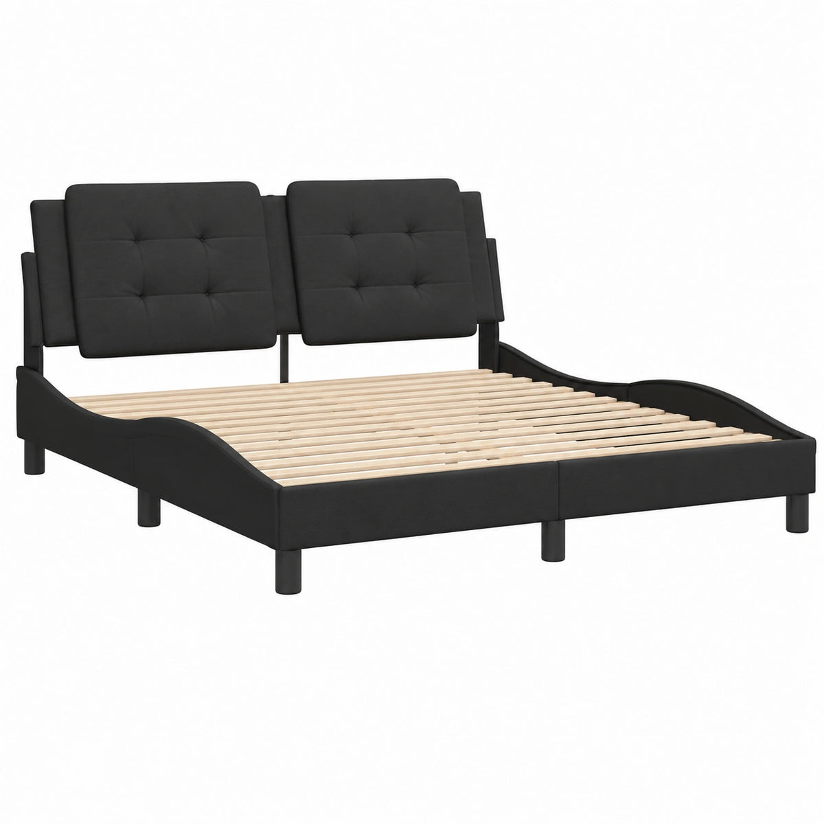 Cama Plataforma con Cabecero de Cuero Sintético Negro 160x200 cm
