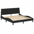 Estructura de Cama Hanko en Terciopelo Negro 180x200 cm, Base Sin Colchón para Dormitorio