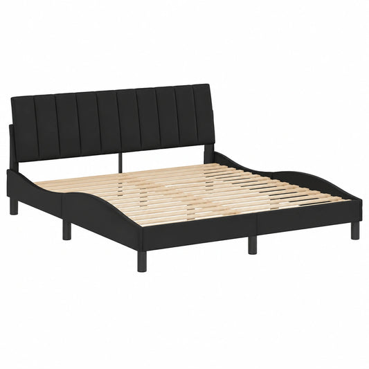Estructura de Cama Hanko en Terciopelo Negro 180x200 cm, Base Sin Colchón para Dormitorio