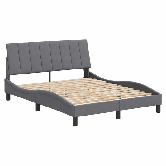 Cama Curvada con Luces LED 140x200 cm, Terciopelo Gris Oscuro, Estructura Robusta para Dormitorio