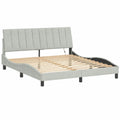 Cama con Estructura de Terciopelo Gris y Luces LED 180x200 cm