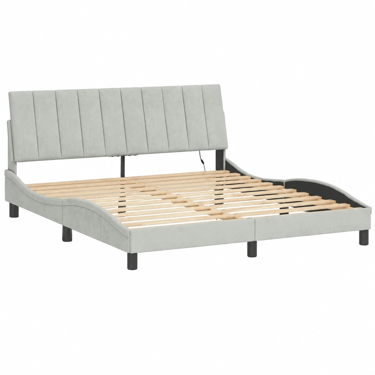Cama con Estructura de Terciopelo Gris y Luces LED 180x200 cm