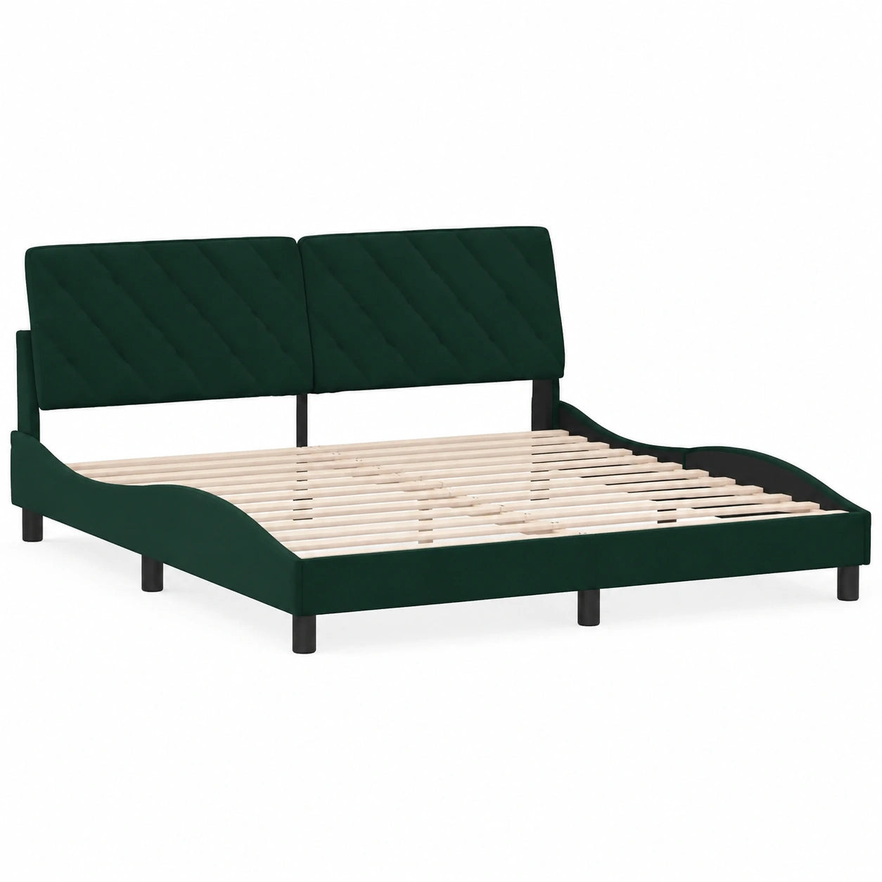 Cama Tapizada Terciopelo Verde con Iluminación LED 200x200 cm