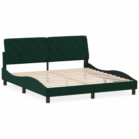 Cama Tapizada Terciopelo Verde con Iluminación LED 200x200 cm