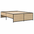 Cama Doble de Invitados de Madera y Metal 120x200 cm en Roble Sonoma