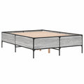 Cama Doble de Invitados de Madera y Metal Gris Sonoma 140x200 cm
