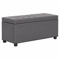 Banco Baúl Gris de Cuero Sintético, 87.5 cm, Almacenamiento Práctico
