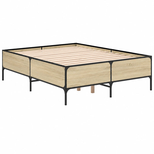 Cama Doble de Invitados de Madera y Metal de 120x190 cm para Dormitorio