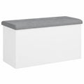 Banco de Almacenaje Blanco 82x42x45 cm con Madera de Ingeniería, Baúl para Dormitorio y Reposapiés