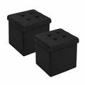 WOLTU Set de 2 Puff de Almacenaje Plegables con Tapa, Taburetes Otomana Negro 37,5x37,5x38cm