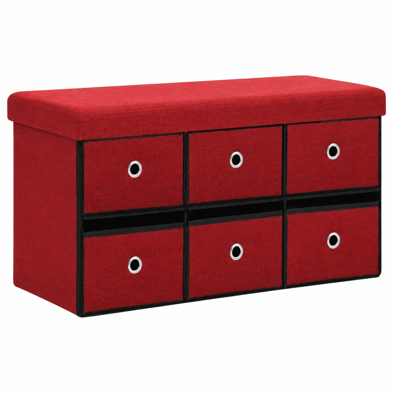 Baúl Plegable de Tela Roja 76 x 38 x 38 cm - Mueble Versátil y Durable