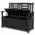Banco de Jardín de Madera con Almacenamiento 185L, 2 Plazas, Color Negro