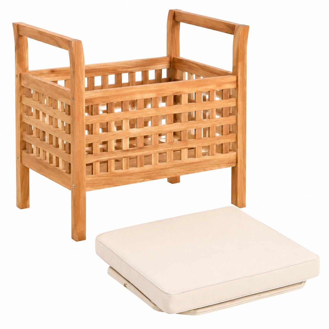 Banco de Almacenamiento de Nogal, Baúl para Dormitorio, Reposapiés de Madera Maciza 49x48x49 cm