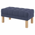 Banco Ottoman Tapizado con Botones y Patas Cuadradas, 100 cm, Tela Azul Nordica