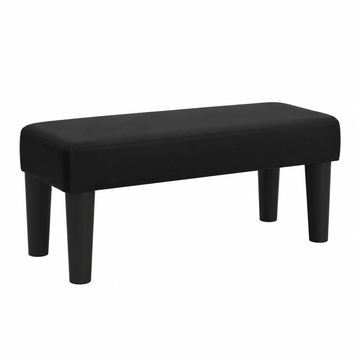 Banco baúl de cuero sintético negro 70x30x30 cm, mobiliario de dormitorio y reposapiés para sofá