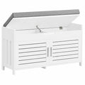 Banco zapatero con asiento y almacenamiento para entrada, MDF y pino, 100kg, 90x33x50cm