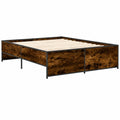 Cama Doble de Invitados - Madera de Ingeniería y Metal, Roble Ahumado, 120x190 cm
